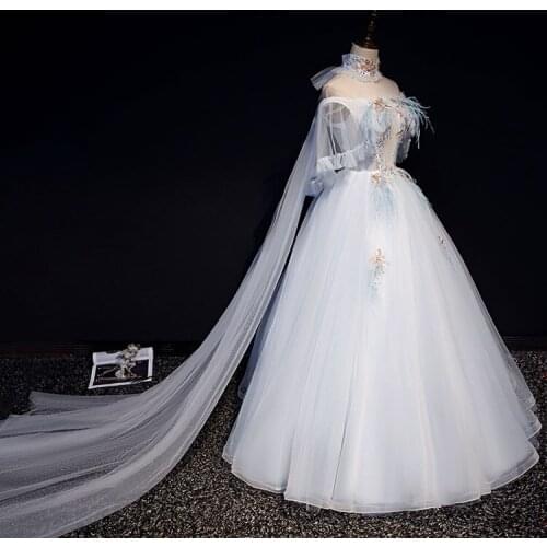 Real light pale blue collar trailing veil court medieval dress renaissance Gown queen Victorian /Marie/ Belle Ball/ball gown