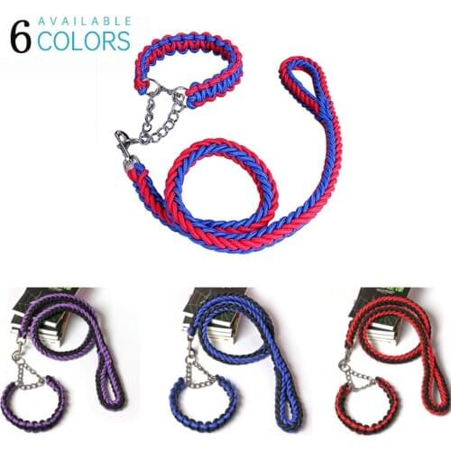 Pet Large Dog Leash Collar Set Metal P Chain Buckle Pet Leash Strong Nylon Dog Collar Large Dog 1.2m Long Mascotas Arnes
