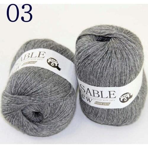 Sale 2*50gr Super Soft Pure Sable Cashmere Wrap Shawls Hand Knit Wool Crochet Yarn 243-03 Mom Gray