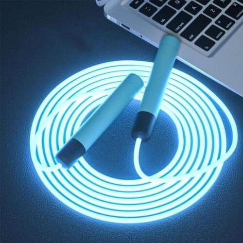 Outdoor Adjustable Luminous Night Glowing Jump Ropes Skipping Rope Exercise LED Light Up Fitness Training Sports Supplies