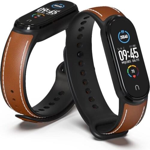 New Style Strap For Mi Band 5 Strap Genuine Leather for Xiaomi Mi Band 5 Bracelet Wristband Correa Xiomi Miband 5 Replacement