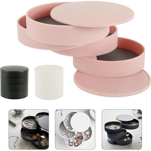 Jewelry Storage Box New Design Fashion 4-Layer Rotatable Jewelry Accessory Storage Tray with Lid Birthday Gift for women