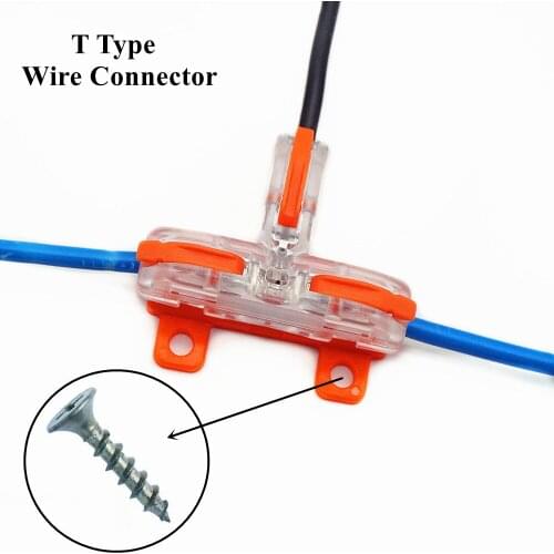 T-Type Universal Compact Push-in Fast Wire Connector Distribution Terminal Block Led light electrical Home Splitter Connectors