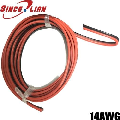 2pin 14awg Silicone Electrical Wire Extension Cable Wire Cord Black and Red 2 Conductor Parallel Wire line Soft and Flexible