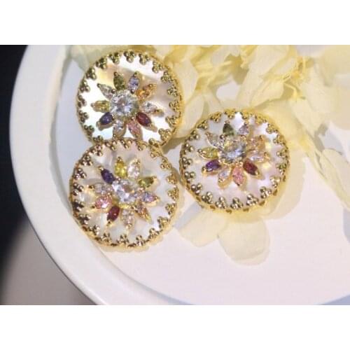 High-grade rhinestone buttons Fritillaria retro button coat coat trench coat dress diy crystal button flower