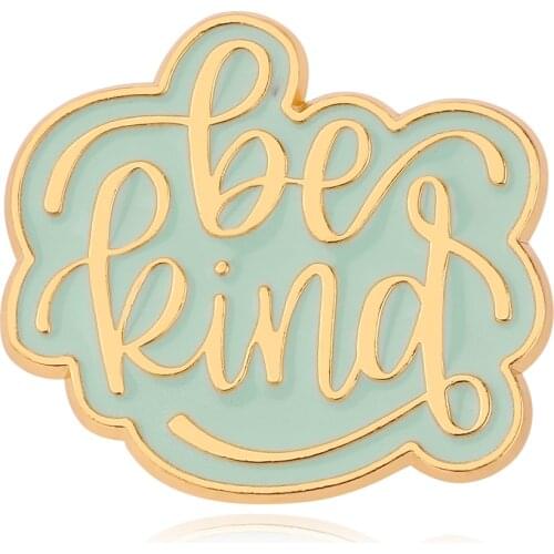 Green Color Cloud Shape Be Kind Brooch Metal Badges Eamel Pins Gifts For Kids