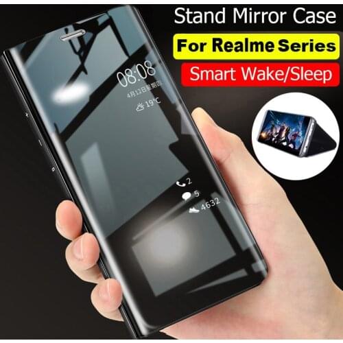 Mirror Case For OPPO Realme C17 C15 C12 C11 8 7 6 5 Pro 7i 6i 6S 5i 5S Smart Flip Clear View Shockproof Intelligent Phone Cover