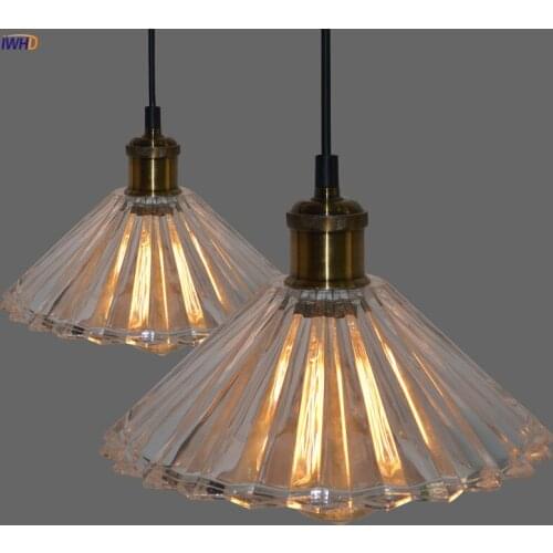 Iron Vintage Loft Style Pendant Lights With Glass Lampshade LED E27 4W Retro Industrial Hanglamp Fxitures Living Room Decoration