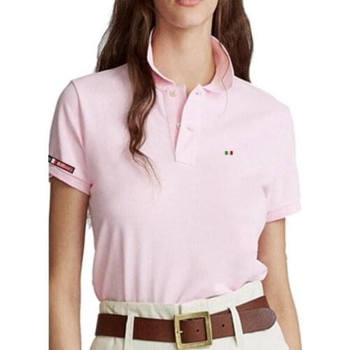Top Quality Summer Designer Womens Polos Shirts 100% Cotton Casual Short Sleeve Ladies Lapel Tees Fashion Slim Female Tops 4XL