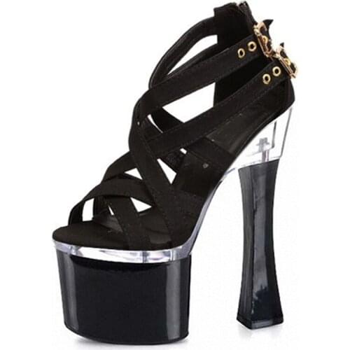 Women Sandals 2017New Arrival Sexy Ankle Straps Gladiator Sandals High Heels Platform Summer Shoes Crystal Dance Shoes