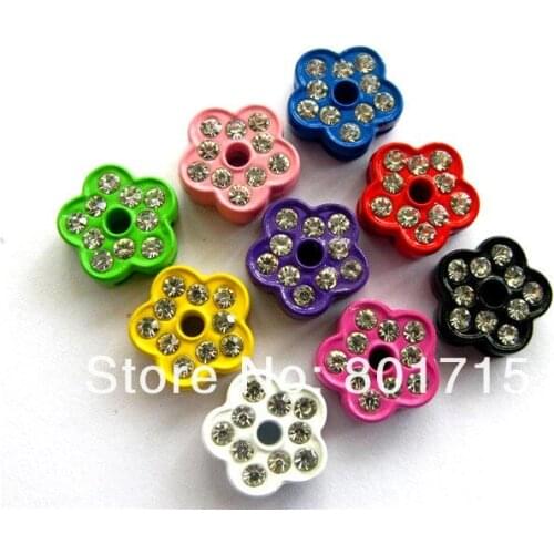 50pcs 8mm printing colorful flower slide Charms DIY Accessories fit key chains necklace