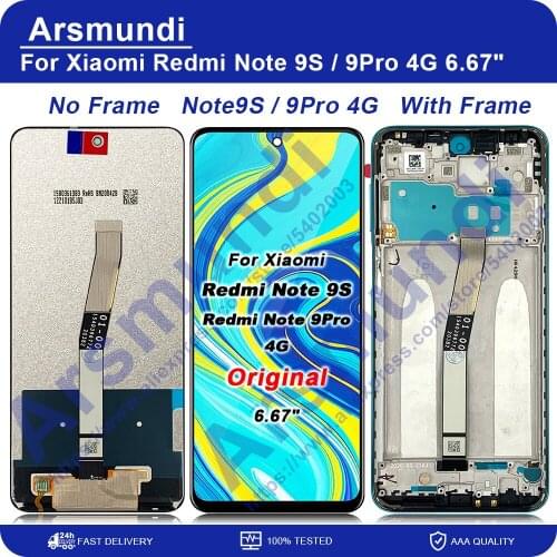 6.67" For Xiaomi Redmi Note 9 Pro LCD Display Touch Screen Digitizer Assembly Replacement Parts For Redmi Note 9s 9Pro