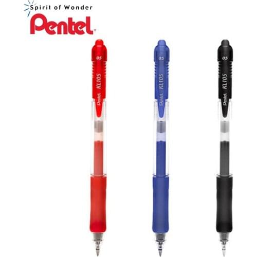 6 Pcs Pentel Waterproof Pressure Gel Pen 0.5mm KL105 Test Press Pens Students Use Quick-drying Writing Smooth