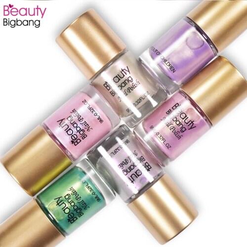 BeautyBigBang 9ml Shell Glimmer Nail Polish Green Pink Color Shiny Glitter Lacquer Varnish Polish Manicure Nail Art Decoration