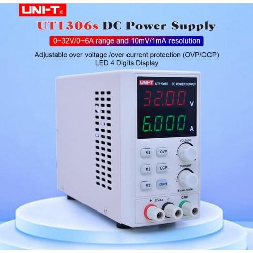 UNI-T UTP1306S DC Power Supply Variable,32V/6A Adjustable Switching Regulated Power Supply Digital,with Crocodile clip 220V 50Hz