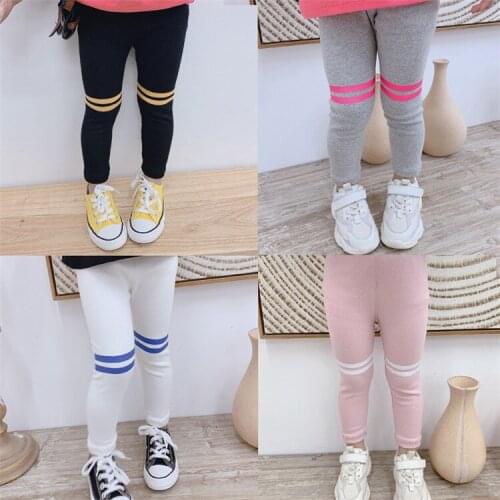 2 3 4 5 6 7 Y Toddler Girls Leggings 2021 Spring Autumn New Kids Fashion Slim Trousers Casual Striped Cotton Soft Pants For Girl