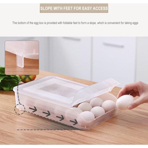 Egg Holder with Lid Auto Scrolling Down Multifunctional Egg Tray Fridge Food Container Adjustable Slope Design ALI88