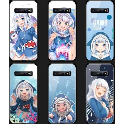 Gawr Gura Hololive Girl cute Phone Case Tempered Glass For Samsung S20 Plus S7 S8 S9 S10E Plus Note 8 9 10 Plus A7 2018