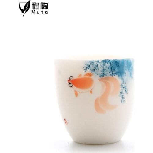 Ceramic tea set tea cup white porcelain mutton jade tea set tea tea master cup family personal tea cup tea cup retro style cup