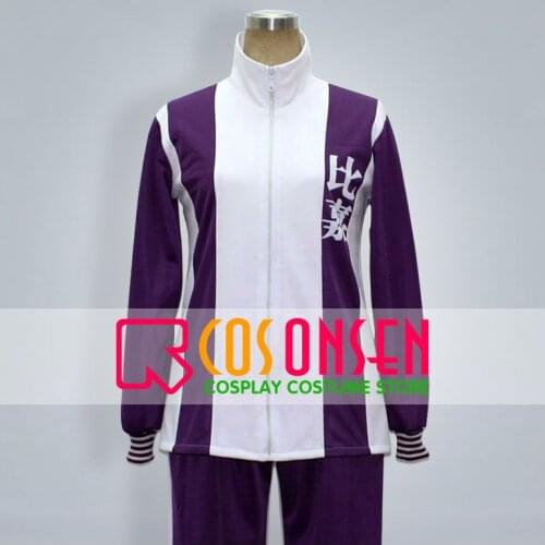 COSPLAYONSEN Prince of Tennis Higa Junior High Jersey Cosplay Costume 4 PCS All Sizes Purple White Color