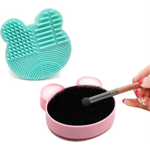 Bear Makeup Brush Cleaner Washing Brush Pad Cleaning Mat Cosmetic Brush Cleaner Universal Make up Tool Scrubber Box