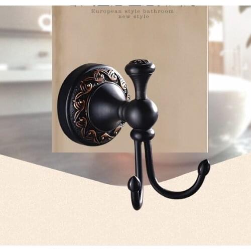 New Design European Carving Antique Ceramic Black Robe Hook , Vintage metal Brass coat hooks/hardware accessory decoration