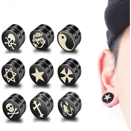 Men Women Magnetic Clip-on Earrings No Pierced Non-piercing Earcuff Ear Clip Earrings Without Piercing Fashion pop punk jewelry