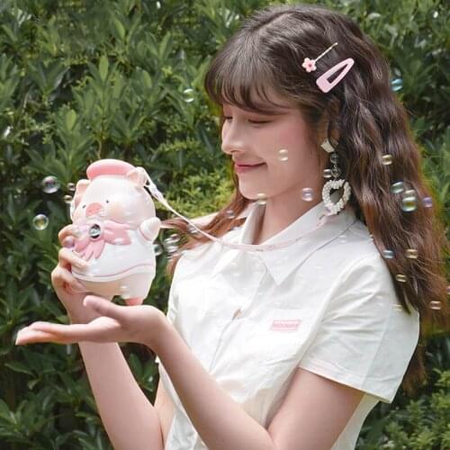 LULU Pig Bubble Machine Automatic Toys Can Hang Neck Bubble Maker Continuous Stream Girly Heart Gift Childrens Toys