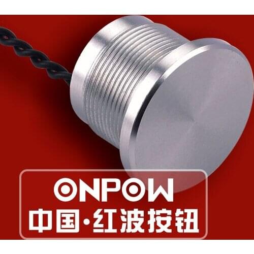 ONPOW 22mm IP69K Flat head Momentary NO Pulse Aluminium Alloy/Stainless steel Piezo switch (PS223P) CE,RoHS