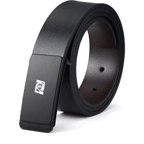 Korean Style Business Hipster Young Mens Students Wear Smooth Buckle Within Pants Belt New Printing Leather Strap Luxury Female