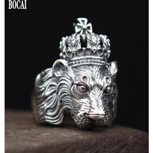 New real S925 sterling silver jewelry exquisite lion domineering mens ring personalized vintage Thai silver ring for Man