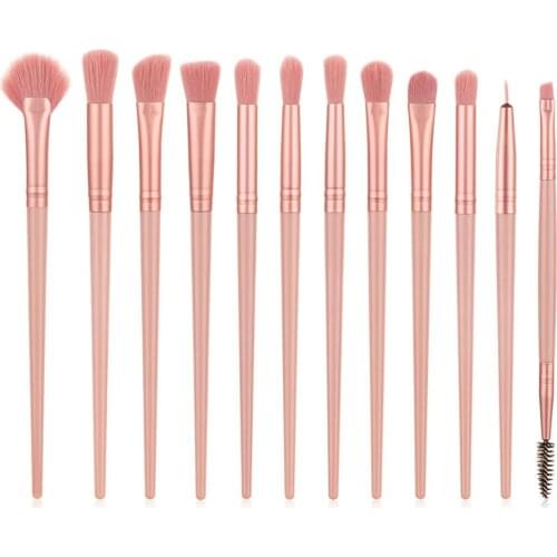 12Pcs Pink Makeup Brushes Set Professional Eye Shadow Blending Eyeliner Eyebrow Synthetic Hair Cosmetics Make Up Tool