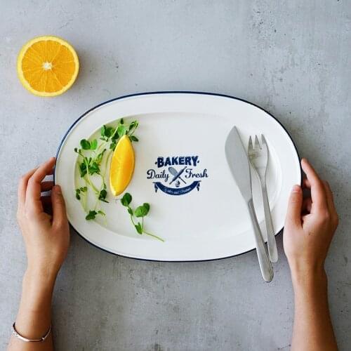 Dinner plates brand high quality ceramic fish dish under glazed cartoon printed trending products 2018 oval porcelain dishes