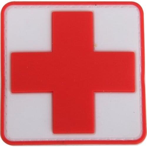 Outdoor First Aid PVC Red Cross Hook Badge Patch
