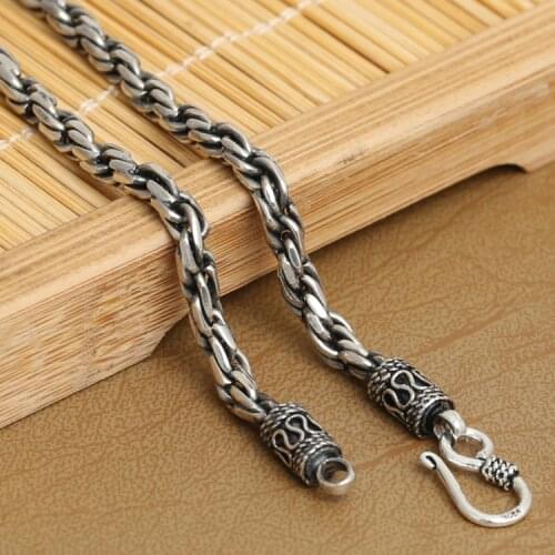 4MM Real Silver Necklace 925 Silver Thailand Silver Necklace Designer Vintage Silver Neckace for Pendant