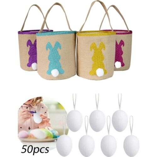 Easter Bunny Ear Bag Easter DIY Painting Foam Egg Easter Party Decor Candy Gift Bag Easter Basket Creative Kids Festival Gift