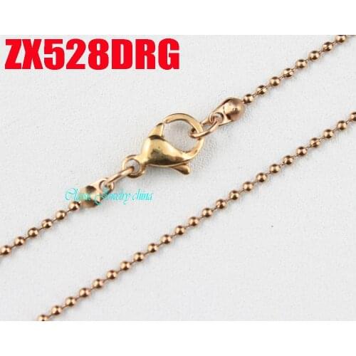 Rose golden color 1.2mm ball chain with lobster clasp stainless steel necklace beads chains fashion jewelry 20pcs ZX528DRG