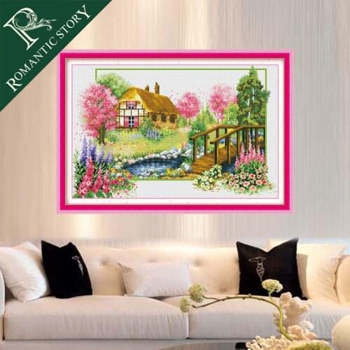 Needlework,Embroidery,Cross stitch kits,Fairy Cottage,pre-printed 11ct scenery home DIY Cross-stitch,threads embroidery,Romantic