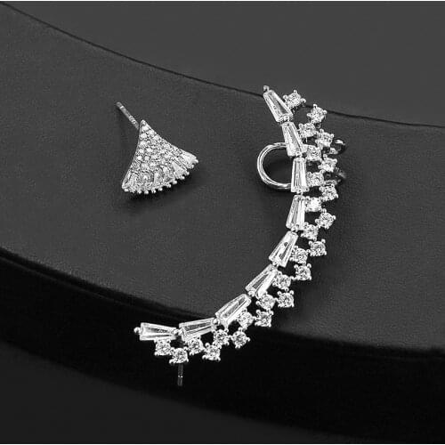 Silver color Needle Zircon Angel Wings Stud Earrings For Women Bijoux Fashion Jewelry Ear Cuff Cute Gift