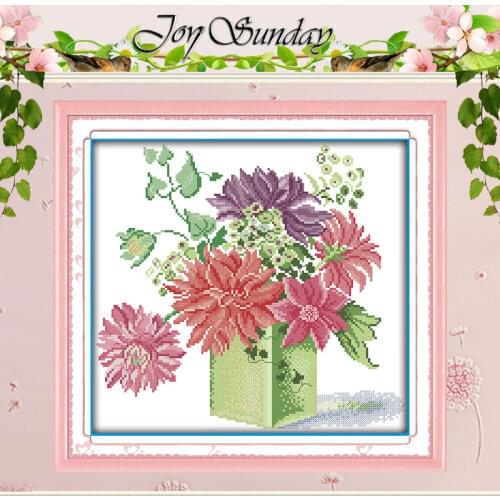 Dahlias Patterns Counted Cross Stitch DIY 11CT 14CT Cross Stitch Set Wholesale Flower Cross-stitch Kits Embroidery Needlework