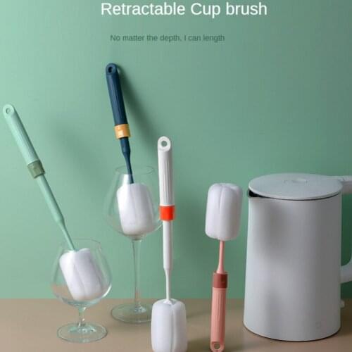 Long handle telescopic cup brush sponge cup brush baby bottle brush water tea glass cleaning brush cup cleaning brush kitchen