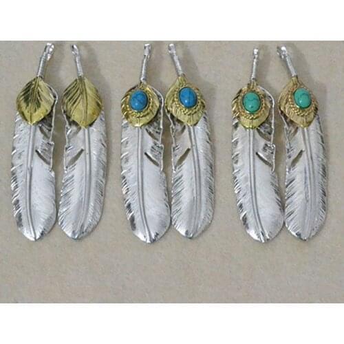 Sterling Silver Silky Pendant for Necklace Engraved Pendant Trendy Jewelry Feather Pendant