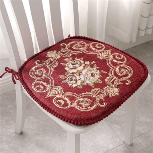 Embroidered Chair Seat Cushion Rectangle Chair Pad For Home Decor Chenille Seat Almofada Kitchen Cojines Decorativos Pillow Pad