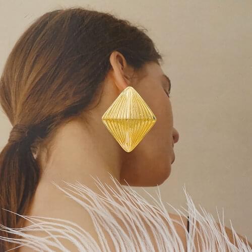 Fashion Statement Earrings Simple Metal Stud Earrings For Women Trend Gold Geometric Hanging Earrings Female Jewelry