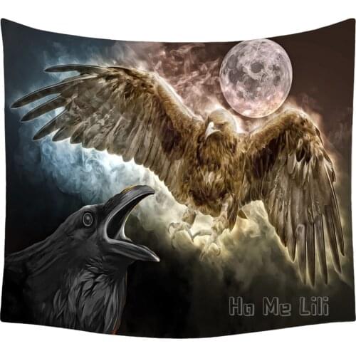 Animal Golden Eagle And Crow Drawing Tapestry Art Home Wall Hanging Design Wall