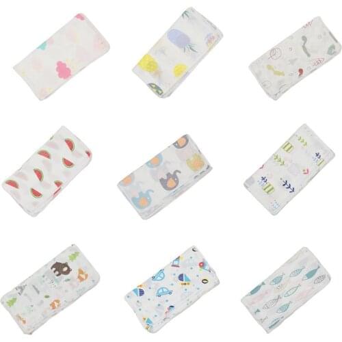 1PCS Handkerchiefs Double Cotton Bibs Cartoon Towels Print Saliva Towel Baby Boys Girls Bathing Feeding Face Washcloth Towel