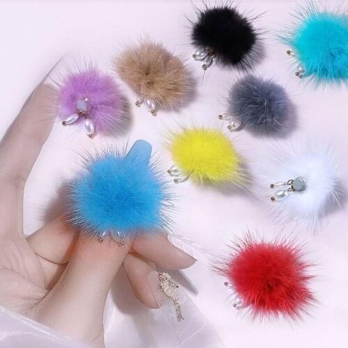 1 Pcs Pompoms Plush Ball 3D Nail Art Decorations Detachable Magnet Fashion Fluffy Jewelry Manicure DIY Design Accessories