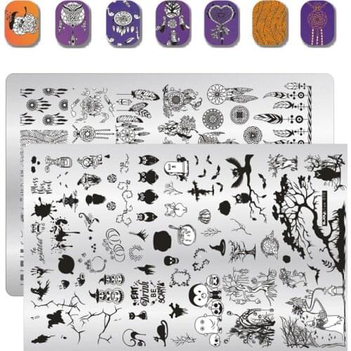 1pc Rectangle Nail Tattoo Stamping Plate Halloween Christmas 14.5x9.5cm Stamping Plate Sticker Nail Art Image Stamping Templates