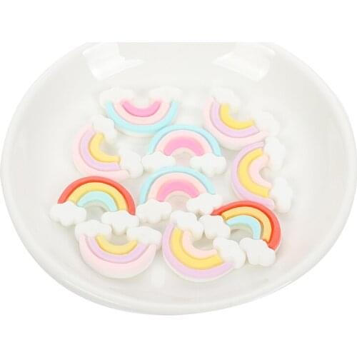 10Pcs Cute Three-color Rainbow Cloud Resin Kawaii Accessories Scrapbooking Cabochon Flatback Decoration Craft Embellishment