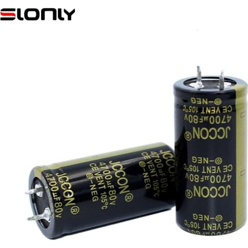 2pcs-14pcs 25x50m 4700uF 80V 105 ℃ Pitch 10mm JCCON Horn Black Gold Audio Amplifier Filter Aluminum Electrolytic Capacitors